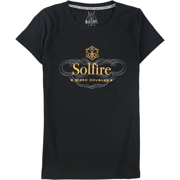 Camiseta gráfica para mujer SOLFIRE diseño de dobles mixtos color negro pequeña