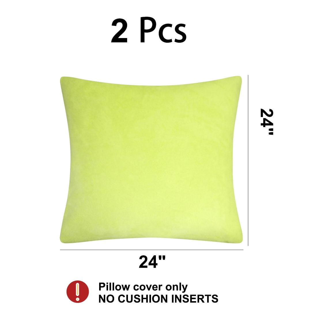 Unique Bargains 2Pcs Soft Viscose Velvet Decorative Throw Pillowcases 24"x24" Chartreuse