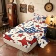 thumbnail image 2 of Manfei USA Flag Stars Twin Sheets, Patriotic Festival Bedding, Cream, Navy Reversible 3 Pieces (1 Flat Sheet, 1 Fitted Sheet and 1 Pillowcase), 2 of 6