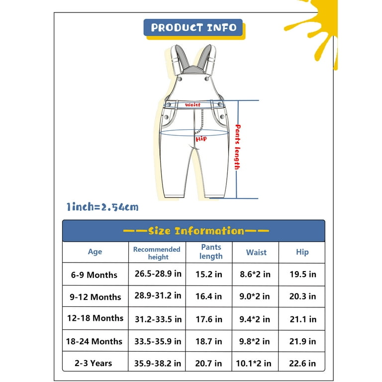 KIDSCOOL SPACE Baby Boy Girl Jean Overalls Toddler Slim Cute Denim