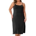 thumbnail image 2 of DARING DIVA Women's Plus Size Spaghetti Strap Full Slip Midi Nightgown 1X Black, 2 of 5