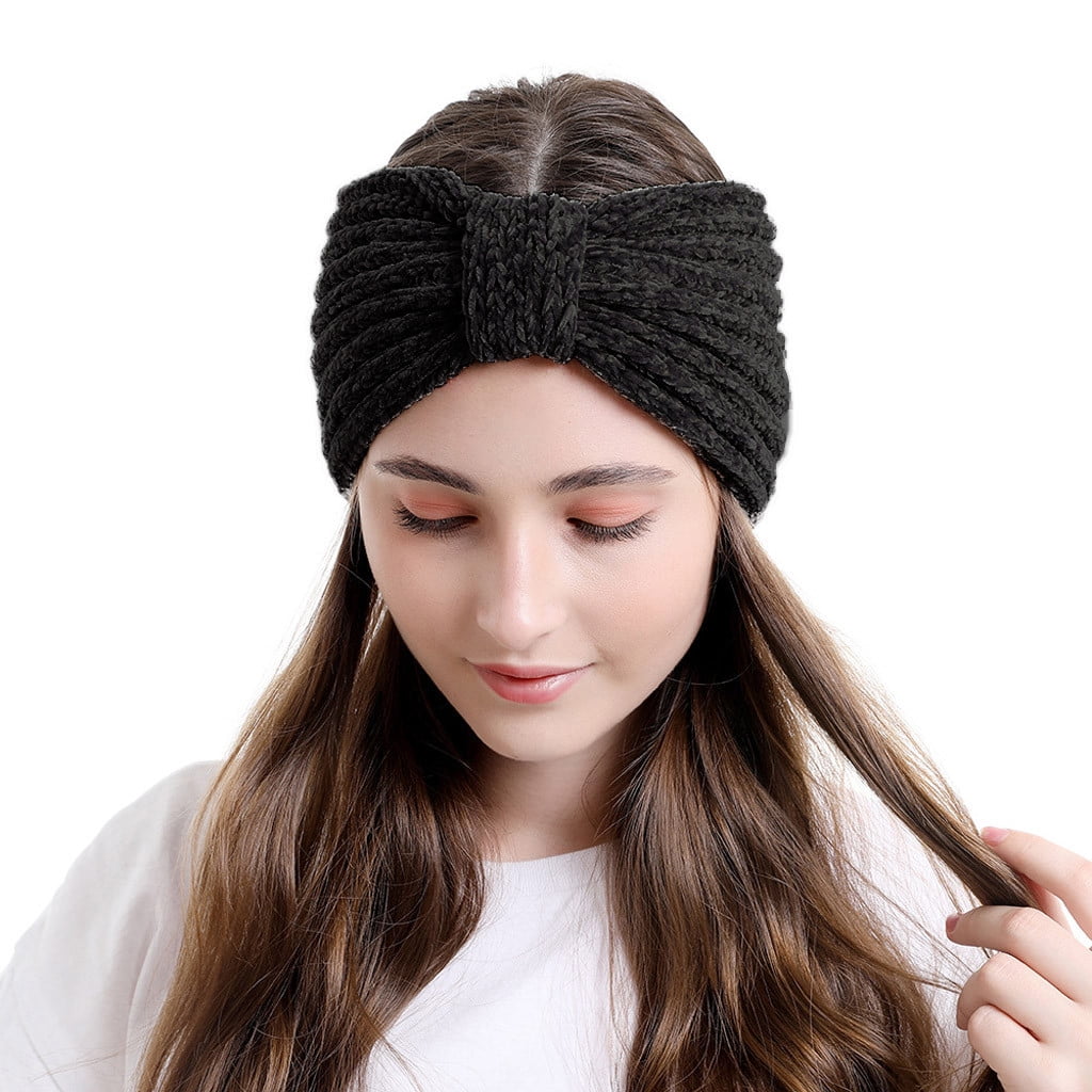 Women Knitted Knot Headbands Winter Ear Warm Head Wrap Wide Hair Accessories