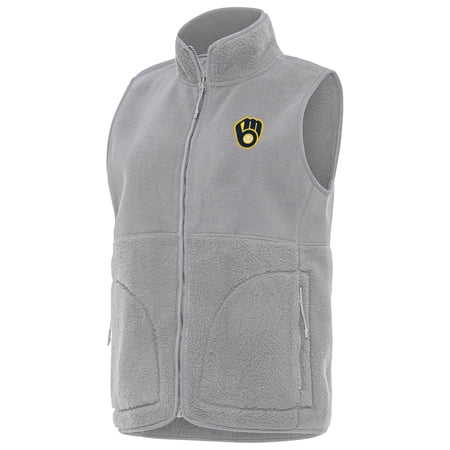 Women s Antigua Gray Milwaukee Brewers Nostalgic Full-Zip Vest