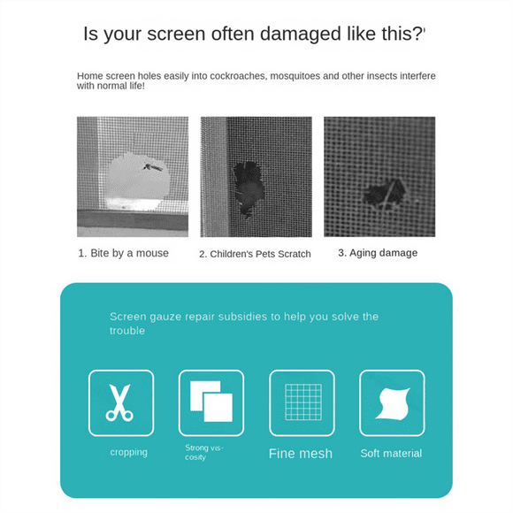 Screen Window Repair Patch Door Curtain Mosquito Net Mesh Patch Self-Adhesive Hole Patch White