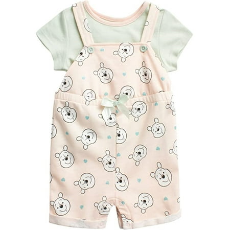 Disney Baby Girls' Winnie the Pooh Shortall Set, Sizes 0-9M