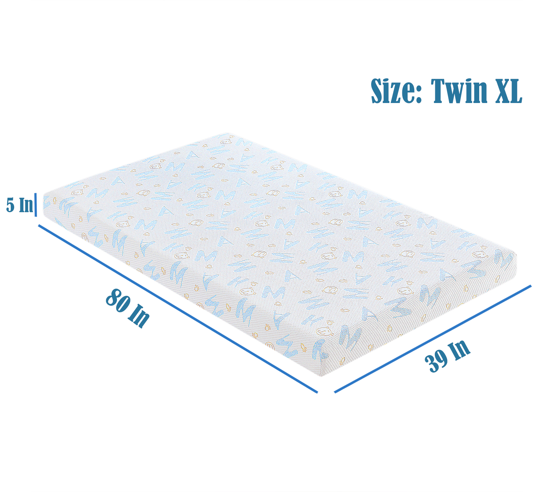 Gel Memory Foam Mattress, 5 Inch, Twin XL Alphabet Bed Mattress, Medium Firm Feel Mattress,Breathable & Cool Sleep Spine Pressure Relief Bed in a Box CertiPUR-US Certified