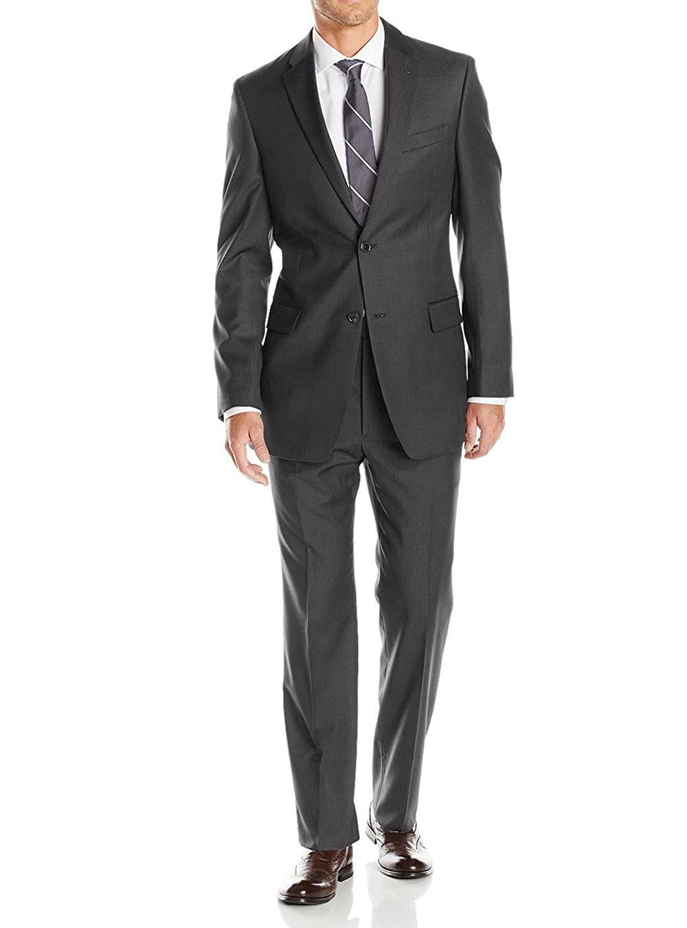 LUCIANO NATAZZI Mens Suits 2 Button Modern Fit Side Vent Narrow Stripe Suit