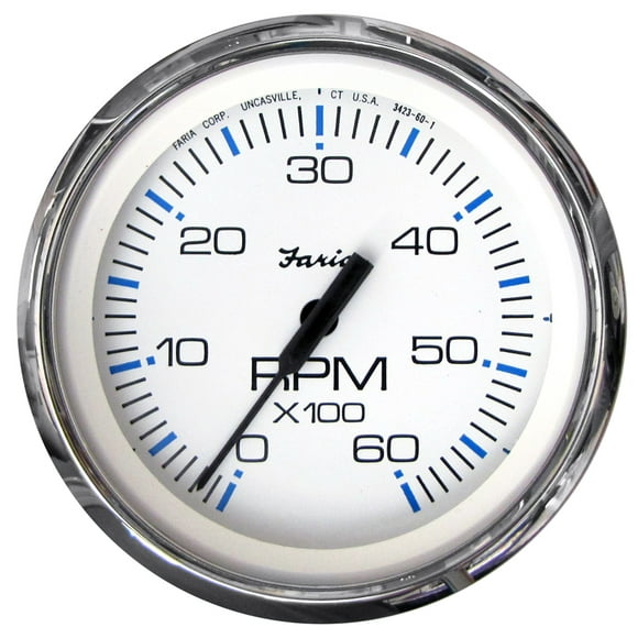 FARIA CHESAPEAKE Blanc SS 4 Tachymètre 6000 RPM Gaz