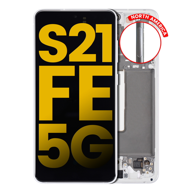 Esource Parts Samsung Galaxy S21 FE 5G OLED Assembly Replacement Frame White Refurbished