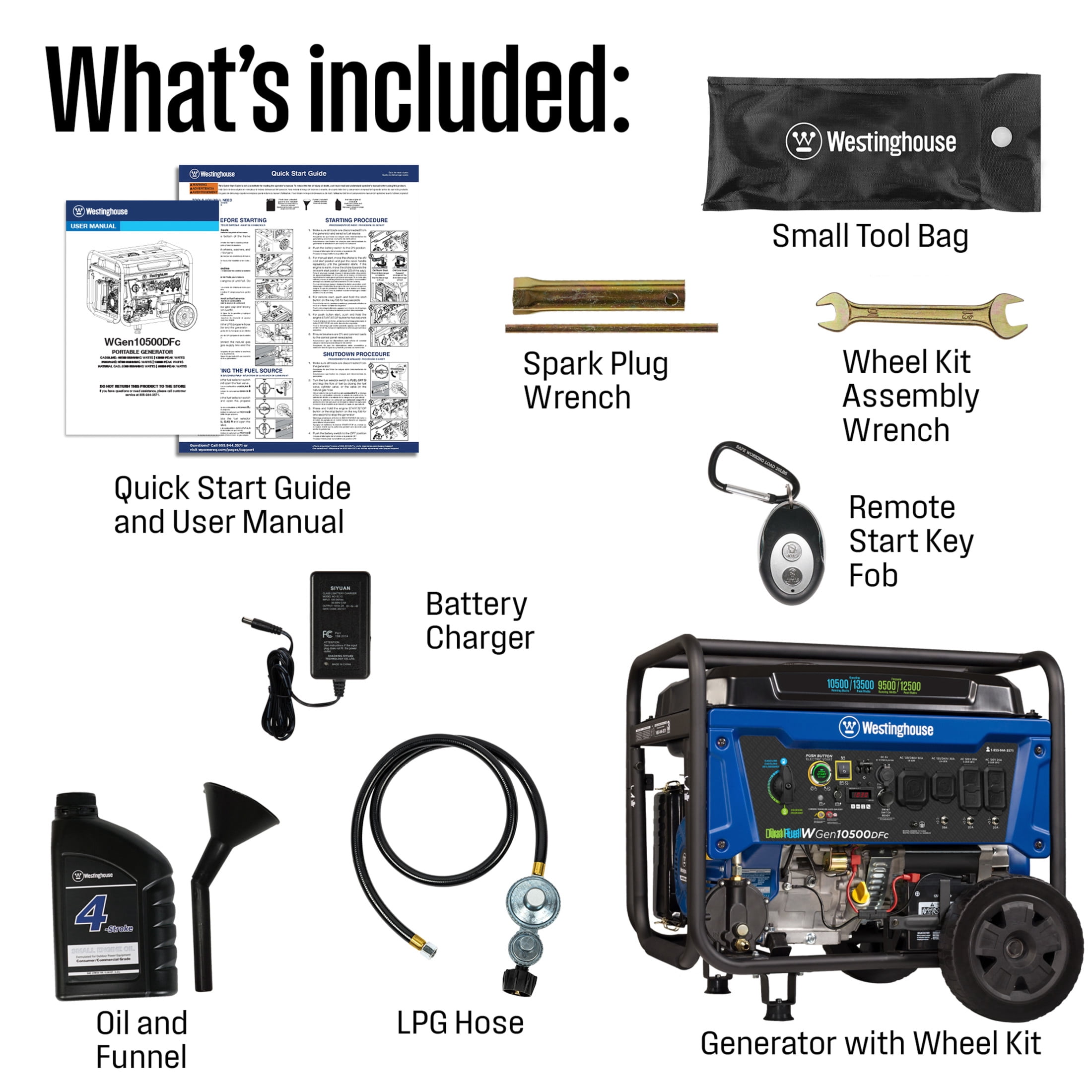 Westinghouse 13,500 Peak Watt Dual Fuel Portable Generator, Home Backup, CO Sensor