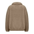 thumbnail image 6 of BiZtdJrK Womens Half Zip Pullover Fuzzy Fleece High Neck Sweatshirts Solid Winter Warm Sweatshirt with Kangaroo Pocket Khaki XXL, 6 of 7