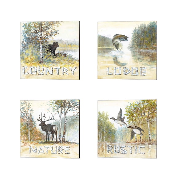 Great Art Now Country, Lodge, Nature & Rustic by Arnie Fisk 4 Piece Canvas Art Set Each 14W x 14H