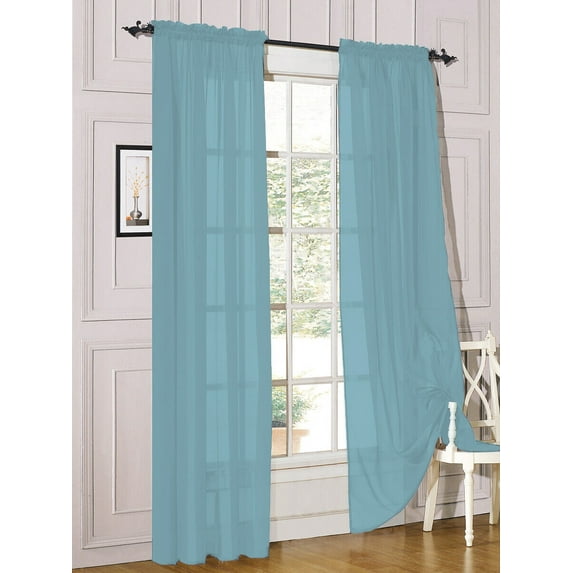2 Piece Sheer Voile Rod Pocket Window Panel Curtain Drapes Many Sizes & Colors