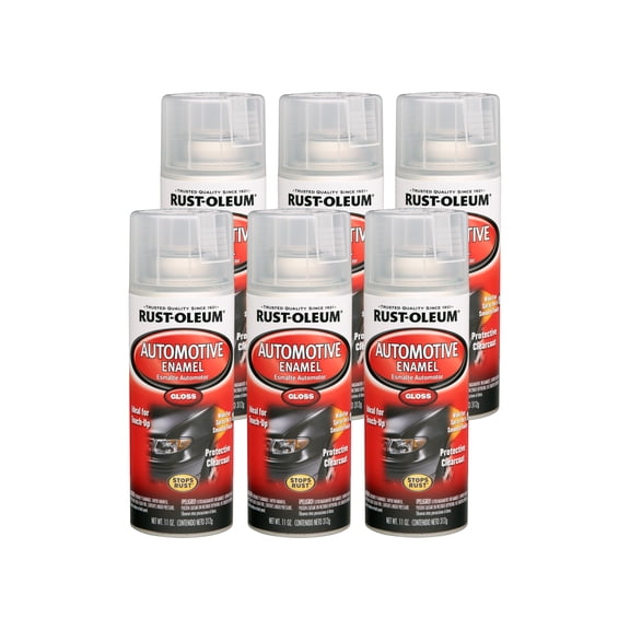 6 Pack, Clear, Rust-Oleum Automotive Enamel Gloss Protective Spray Paint-257884, 11 oz