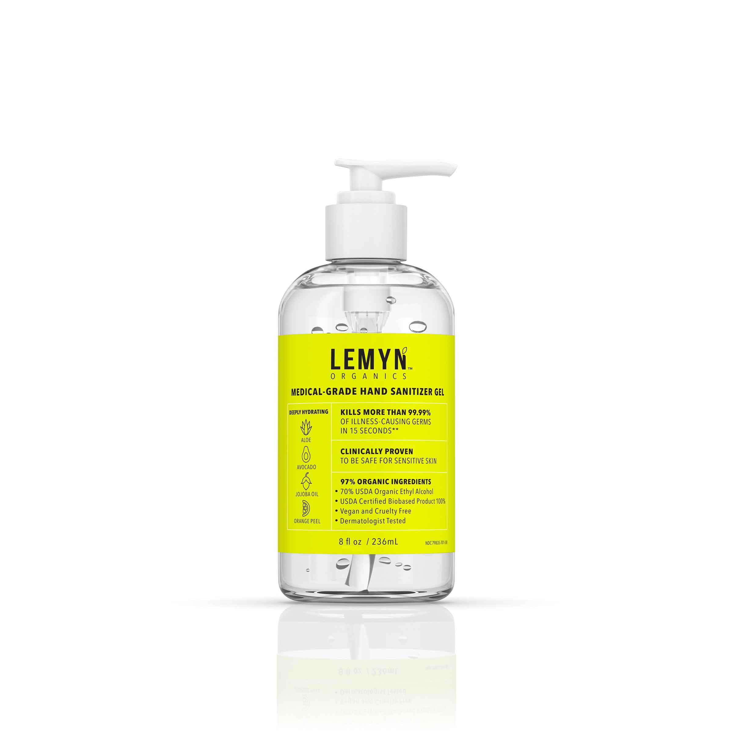 8oz LEMYN ORGANICS HAND SANITIZER WITH PUMP