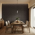 thumbnail image 4 of Fahomiss Modern Curved Acoustic Wood Slat Wall Panels 4-Pack 24"x24", Walnut 3D Tiles, 4 of 10