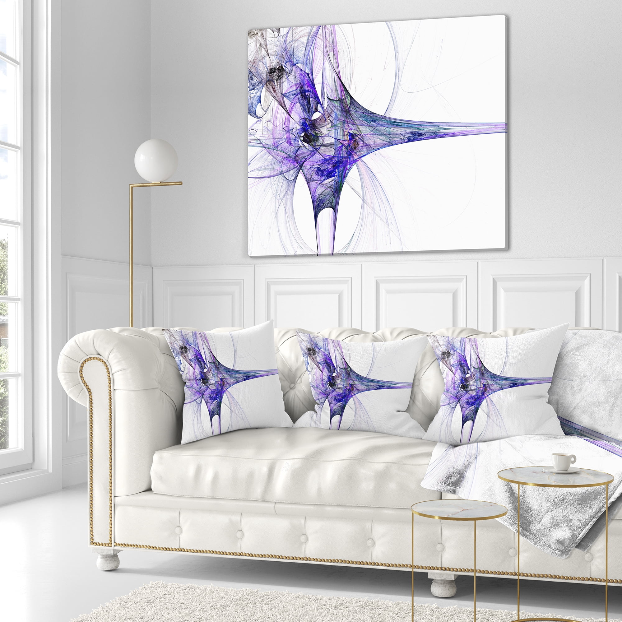 Designart Large Fractal Artwork Blue - Abstract Throw Pillow - 16x16