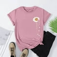 thumbnail image 4 of Busydd Womens Summer Tops Casual Round Neck Short Sleeve T-Shirt Tops Fashion Floral Basic Loose Fit Tees, 4 of 6