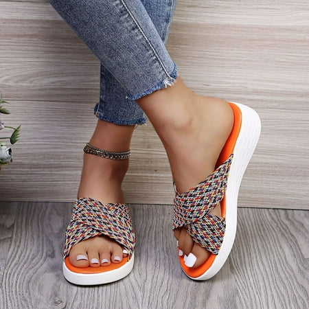 

Wodofoxo Promotion Women Dressy Comfy Platform Casual Shoes Summer Beach Travel Slipper Flip Flops
