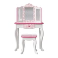 thumbnail image 3 of Fantasy Fields Kids Gisele Giraffe Print Makeup Vanity Set with Tri-Fold Mirror and Chair, Pink/White, 3 of 9