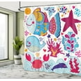 thumbnail image 5 of Ambesonne Cartoon Shower Curtain, Marine Ocean Life, 69"Wx84"L, Multicolor, 5 of 5