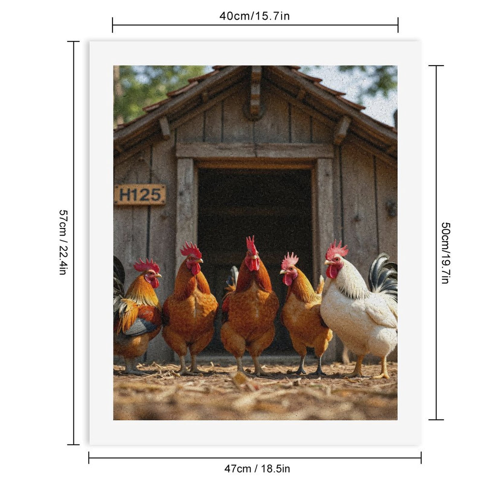 Paint By Numbers Kit for Adults Beginner - DIY Roosters Barnyard Gathering H125 Canvas Painting Kits for Adults, Frameless Paint By Number for Adults for Home Wall Decor 16x20 Inch