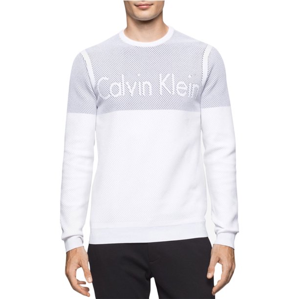 Suéter de punto trenzado Calvin Klein para hombre, blanco, mediano Calvin Klein Tejer