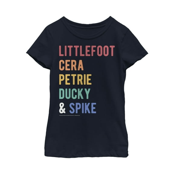 Girl's The Land Before Time Best Friend Names Graphic Tee Navy Blue Medium
