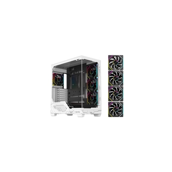DIYPC IDX2-Ultra-ARGB Black Dual USB3.0/ 1 x Type C Tempered Glass ATX Gaming Computer Case w/ Dual Tempered Glass Panel and 3 x ARGB PWM Fans (Pre-Installed)