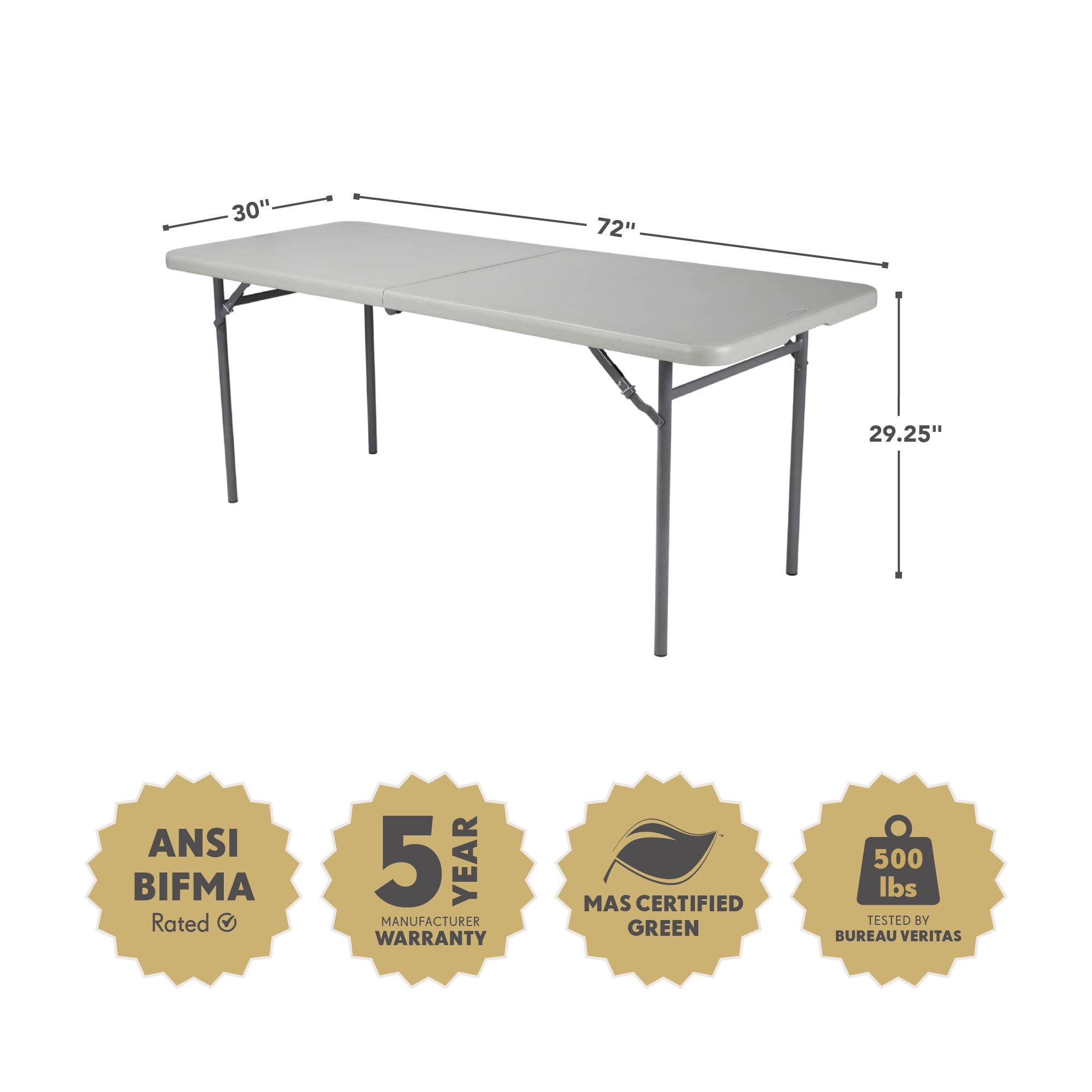 Hampden Furnishings Premium Seating Plastic Fold in Half Table 30”x 72” Indoor/Outdoor