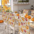 thumbnail image 2 of Thanksgiving Chair Covers Set of 6 Fall Yellow Maple Leaf Linen Texture Chair Back Covers Stretch Removable Washable Slipcovers Protector for Dining Room Kitchen Party Decor, 2 of 5