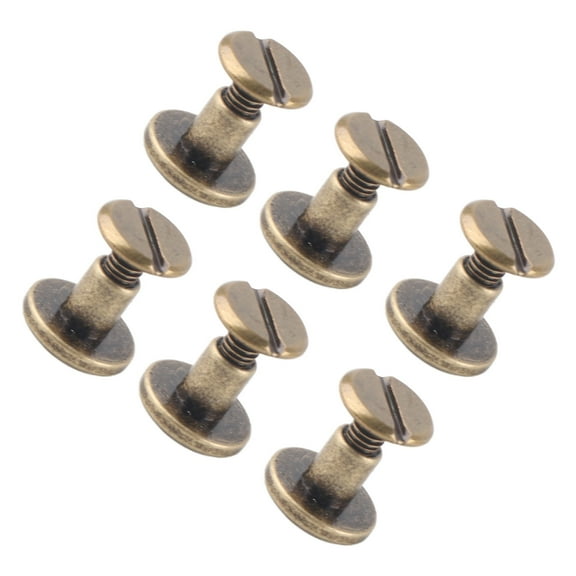 20pcs Flat Head Copper Brass Screws Nuts Nails Rivets Leather Cap Accessory (6.5mm)