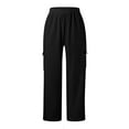 thumbnail image 5 of Womens Cargo Pants Daily Home Outdoor Elastic Waist Side Pockets Trousers Casual Workout Trousers Athleisure Stretchy Jogger Pants, 5 of 7