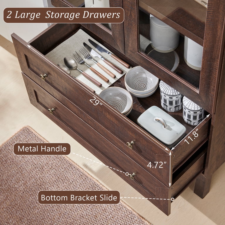 Aitjunz 71-Inch Arched Farmhouse Storage Cabinet, Brown photo 4