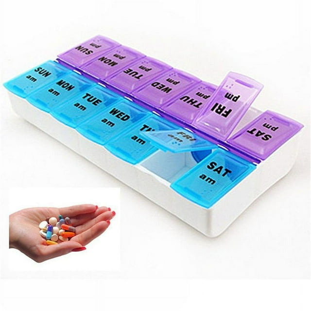 MesaSe 14 Double rows Hot Sale 7 Day Weekly Pill Medicine Box Holder Storage Container Case Portable