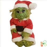 Cathery 7.8Inch Grinch Baby Doll for Kids, Hairy Christmas Grinch Baby with Removable Santa Costume Handmade Lifelike Stuffed Plush Toy