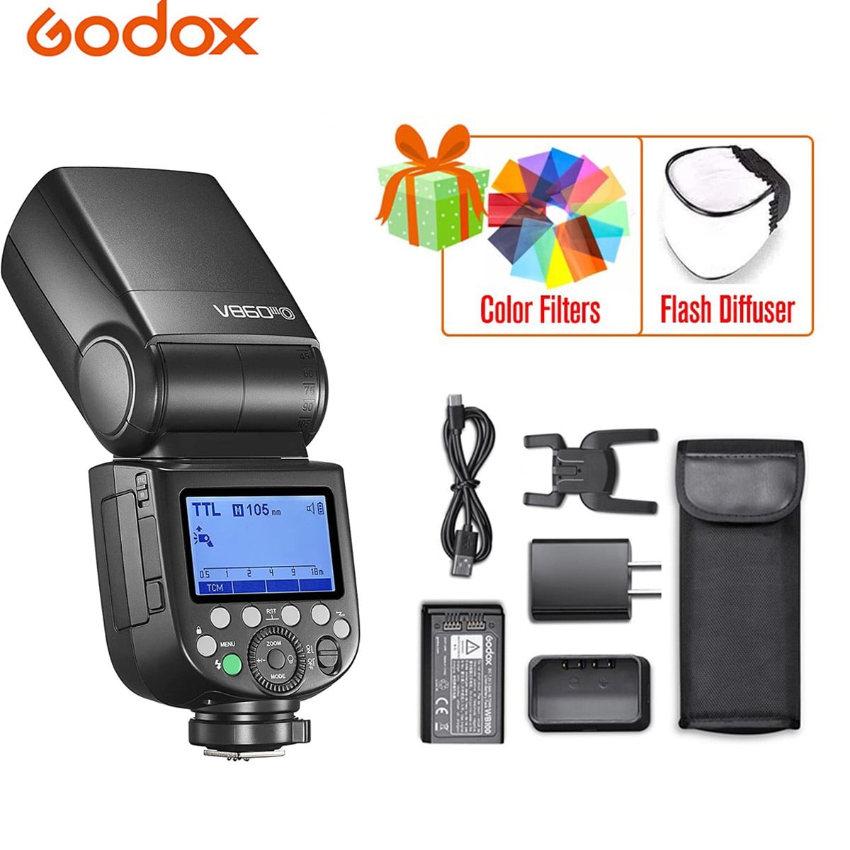 GODOX V860III-N Camera Flash for Nikon Camera Flash Speedlight Speedlite  Light,2.4G HSS 1/8000s,480 Full-Power Flashes,7.2V/2600mAh Li-ion  Battery,10