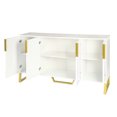 thumbnail image 4 of LiviNest Modern Sideboard with Adjustable Shelves: White Kitchen Cabinet with Marble Top & Gold Metal Legs - 4-Door Storage for Dining Room & Living Room, 4 of 6