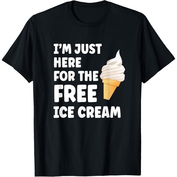 t-shirt I'm Just Here For The Free Ice Cream Funny Cruise 2024 T-Shirt mens,black,women,funny,journey,Crew Neck, Short Sleeve,custom clothing patterns.gift