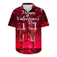 thumbnail image 5 of WREESH Men's Happy Valentine's Day Printed Shirt Button Up Shirts Short Sleeve Hawaiian Shirt Summer Tops Multicolor, 5 of 5