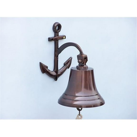 Handcrafted Model Ships BL-2018-2-AN Antique Copper Hanging Anchor Bell 10 in. Decorative Accent