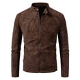 thumbnail image 4 of Men's Faux Leather Moto Jacket with Stand Collar, Metal Zipper, Casual Outerwear for Outdoor Wear, Slim Fit Short Coat, 4 of 17