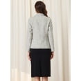 thumbnail image 4 of Disfraz de Halloween Chaqueta de mujer elegante a cuadros de manga larga con solapa frontal abierta de tweed Blanco negro M, 4 of 6