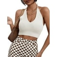 thumbnail image 3 of Yesfashion Womens Sexy Halter Crop Tank Tops Sleeveless Y2K Backless Knitted V Neck Summer Tube Top, 3 of 4