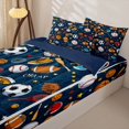 thumbnail image 3 of Erosebridal Cartoon Ball Sport Zipper Twin Comforter Sets with Fitted Sheet and 2 Pillowcases,Football Baseball Basketball Zipper Bedding Set For Boys,Navy Blue Reversible,4-Piece, 3 of 7