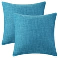 thumbnail image 2 of REGALWOVEN Linen Farmhouse Decorative Throw Pillow Covers Rustic Square Cushion Covers Set of 2 for Home Sofa Couch Blue 18" x 18", 2 of 6