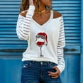 thumbnail image 2 of LYXSSBYX Women Long Sleeve Tops Fashion Woman V-Neck Long Sleeve T-Shirt Autumn Printing Cold Shoulder Loose Blouse Tops, 2 of 4