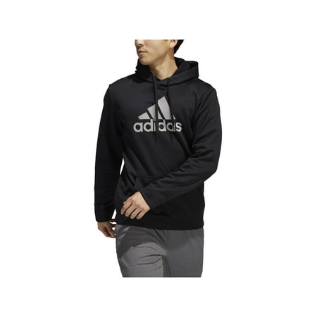 ADIDAS Mens Black Logo Graphic Long Sleeve Classic Fit Hoodie S