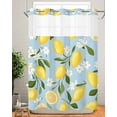 thumbnail image 2 of Anzona No Hook Shower Curtains, Yellow Lemon Long Bathtub Curtains with Snap in Liner, Spring Summer Floral Botanical Waterproof Washable Fabric Bathroom Shower Curtain Sets, 72" x 84", 2 of 4