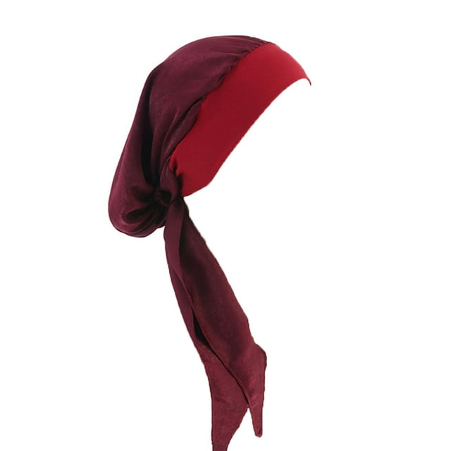 Qarigey Pañuelo para la cabeza para mujer, a la moda, preatado, práctico, versátil, transpirable, cómodo, accesorio para el cabello Sombreros vino rojo Qarigey AP009762-05